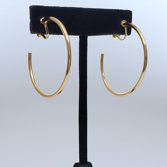 14K Gold Womens 3 Size Clip On Hoop Earrings Ladies Clip-On 14 K Silver Jewelry